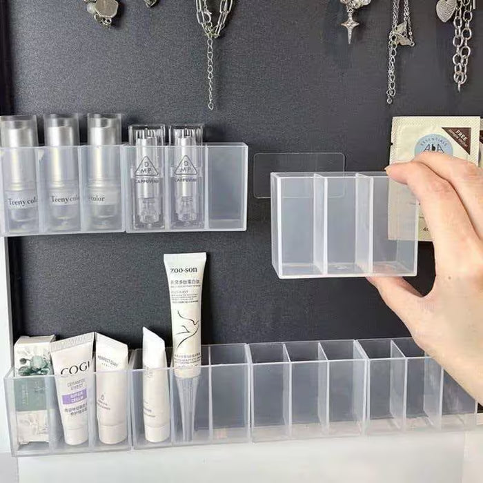 Caja organizadora de pared de tres compartimentos, almacenamiento sin taladro