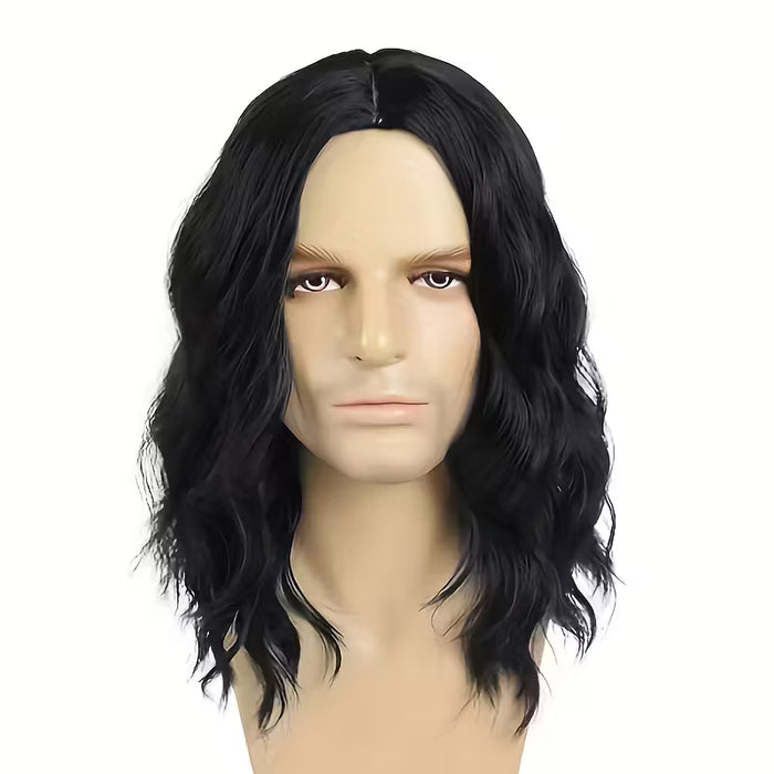 Peluca Sintética de Fibra Resistente al Calor para Mujer, Ondas Rizadas Negras, 12 Pulgadas