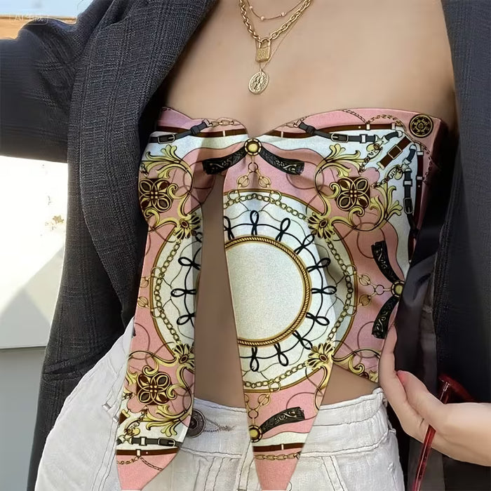Chal para mujer, diseño de una sola cara, material: base rosa claro con patrones decorativos