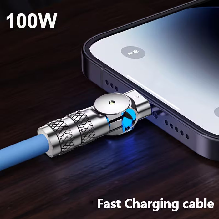 Cable de Carga Súper Rápida USB Tipo C con Rotación de 180° para celulares