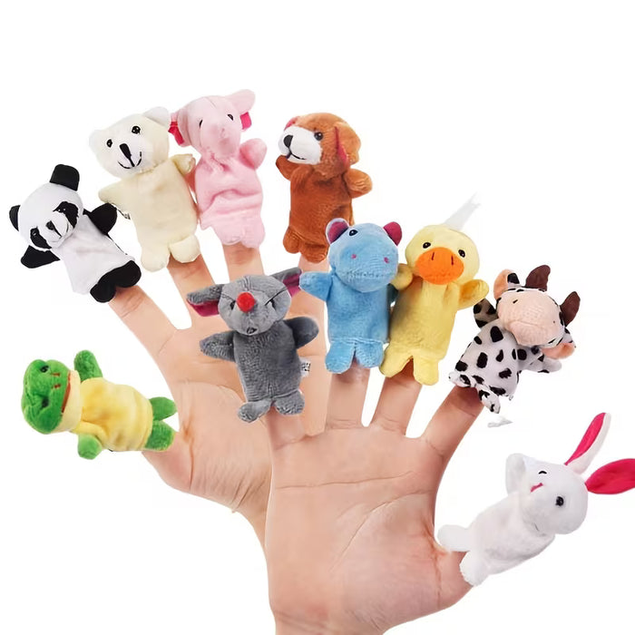 10 Mini Muñecos de Dedo de Felpa para Niños, Pequeños Animales de Dibujos Animados