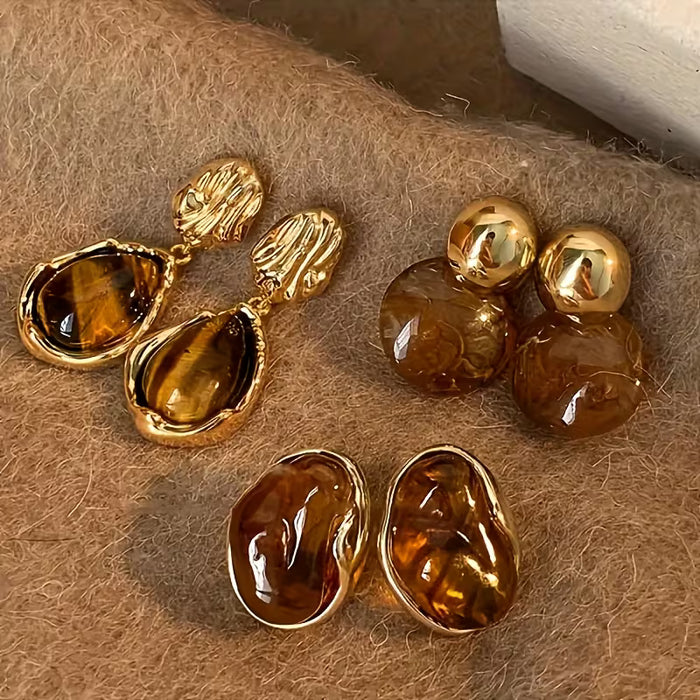 6 Piezas de Aretes Colgantes Ovalados Irregulares para Mujer
