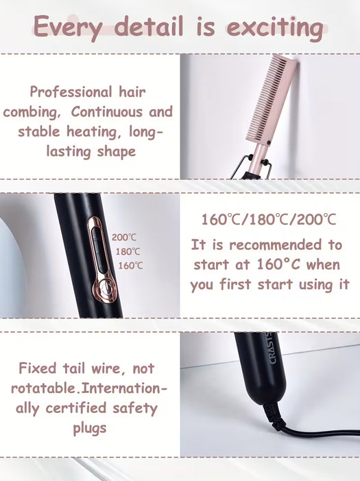 Peine Alisador Eléctrico para Peinar el Cabello, Apto para Uso en Cabello Húmedo y Seco