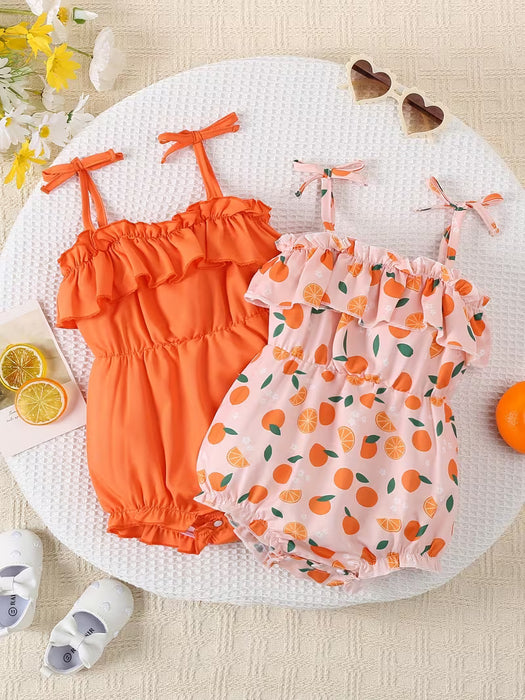 Conjunto de 2 piezas para bebé infantil de verano, fresco, naranja