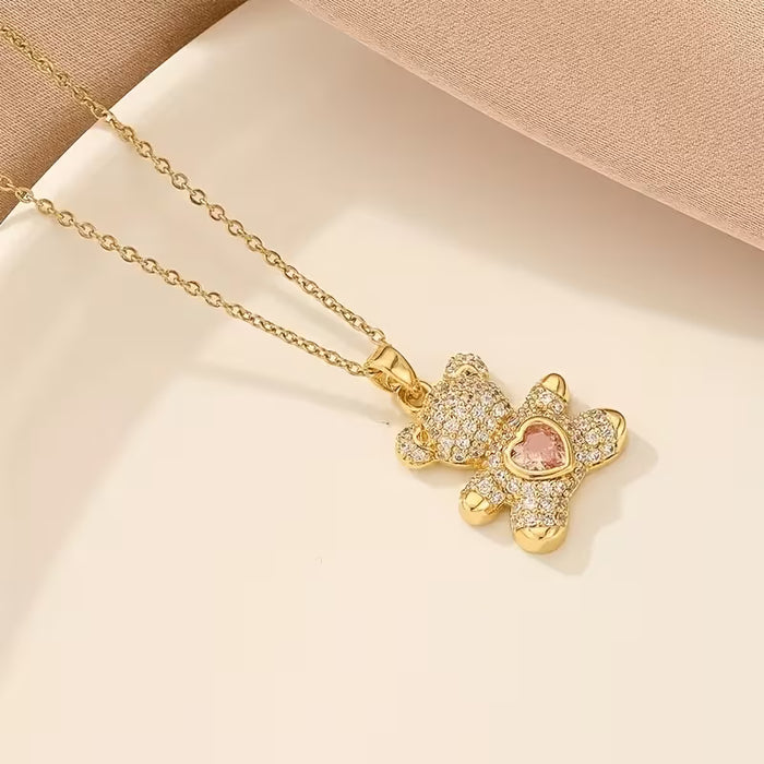 Collar con colgante de temática de oso dulce de mujer