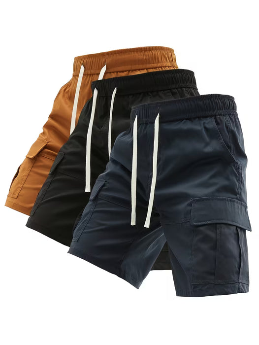 Conjunto de Tres Pantalones Cortos Cargo de Verano para Hombre
