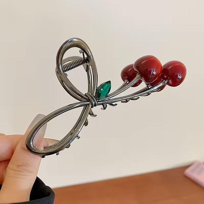 1 pinza para el cabello con lazo de cereza moderna y fácil de usar
