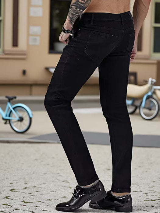 Pantalones Slim-Fit para Hombre con Detalles Desgastados