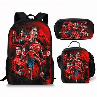 Conjunto de 3 mochilas Ronaldos, modernas, estampadas, ligeras