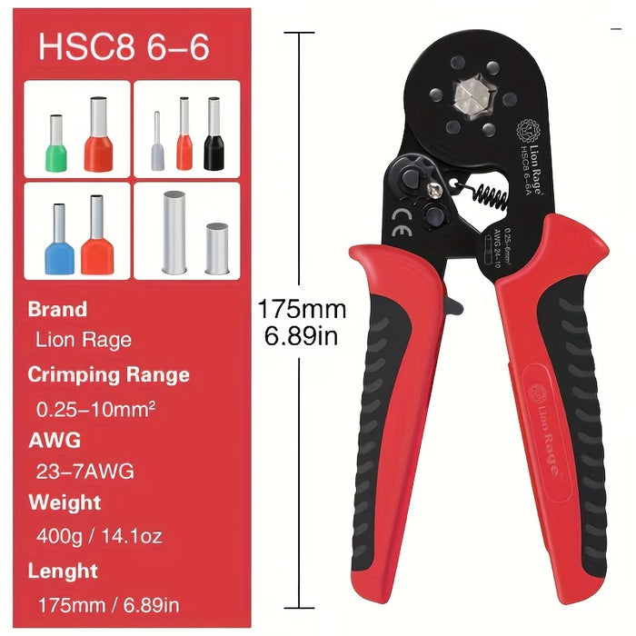 Alicates de crimpado para terminales de tubo HSC8 6-6