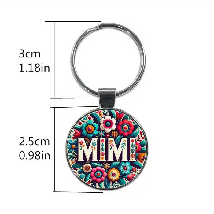 1 pieza de llavero con estampado floral y letras "MIMI"