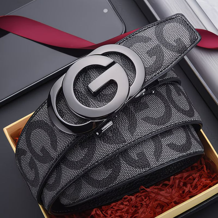 Cinturón para hombre, elegante y lujoso con una hebilla de aleación automática pulida