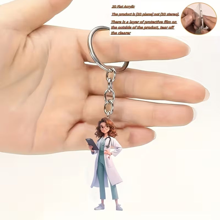 Llavero de Doctor Acrílico Chic Plano 2D