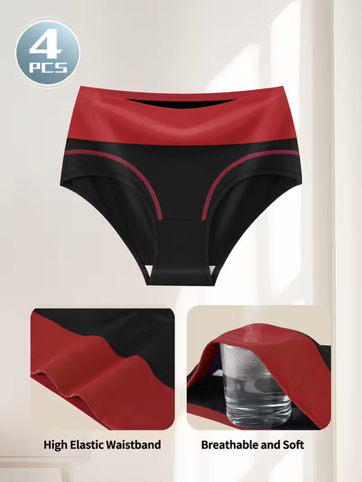 4 piezas de ropa interior para mujer Color-Block Easy
