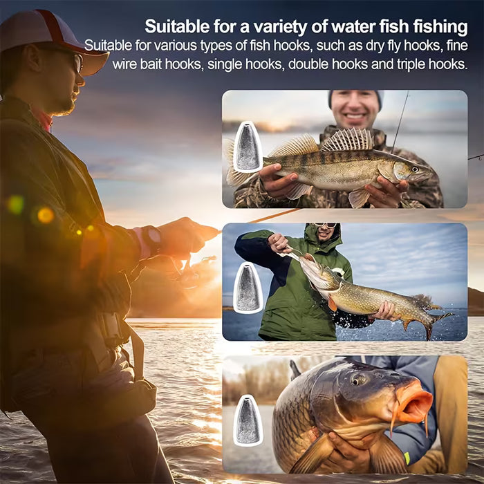 50 Piezas de Plomos para Pesca, Pesos de Plomo para Gusanos