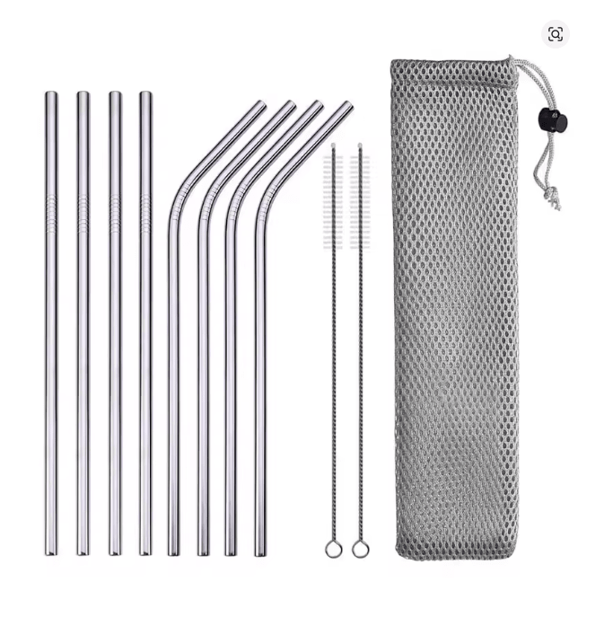 8 Pajitas reutilizables de acero inoxidable 304 - Quierox - Tienda Online