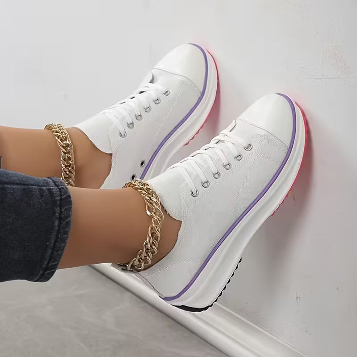 Zapatos informales de lona con cabeza redonda para mujer