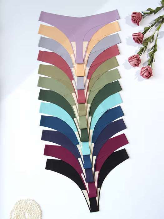 Juego de 12pcs de Ropa Interior Femenina de Cuello en V, Sin Costuras, Transpirable y Suave