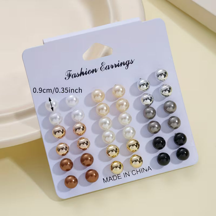 Conjunto de pendientes minimalista de botón geométricos, 18 unidades