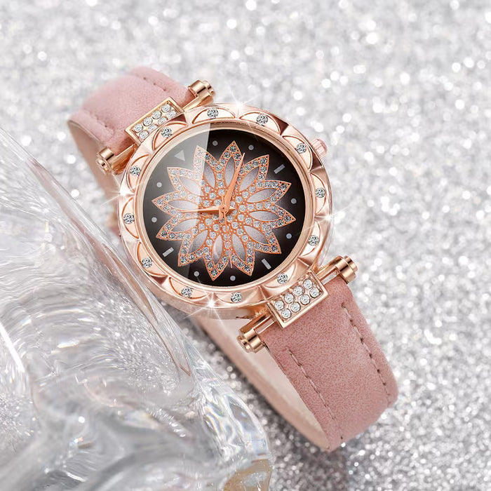 Correa de reloj de cuarzo para mujer con decoración de diamantes de imitación