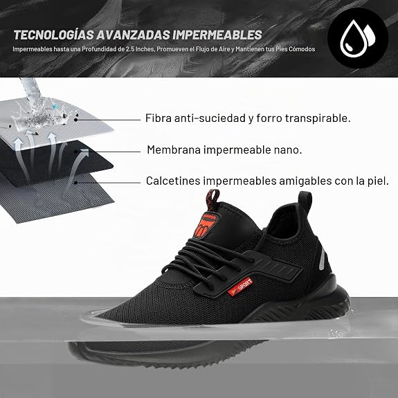 Zapatos de punta de acero impermeables para hombres y mujeres