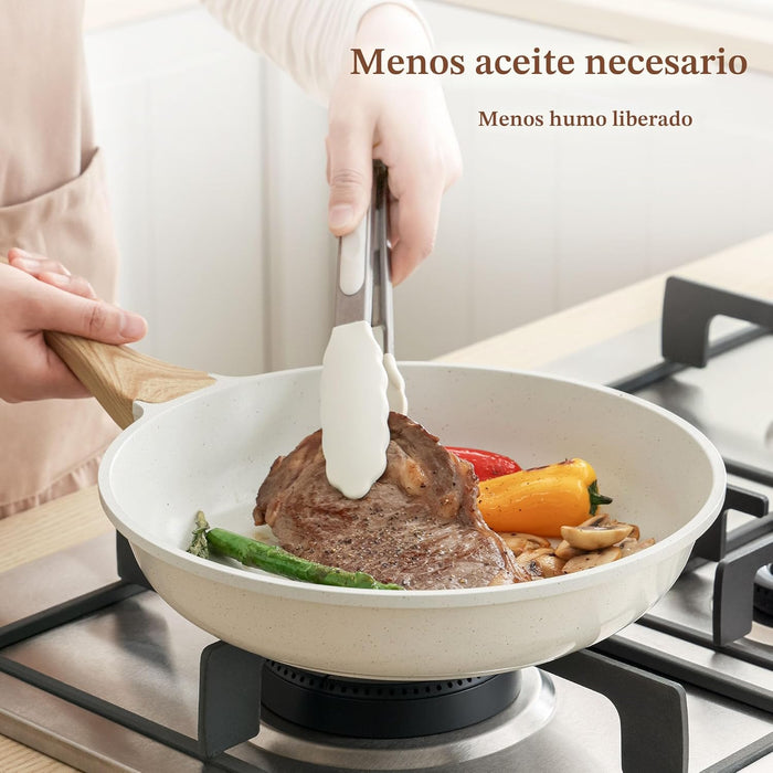 SENSARTE Sartén antiadherente de cerámica con tapa, sartén para tortilla