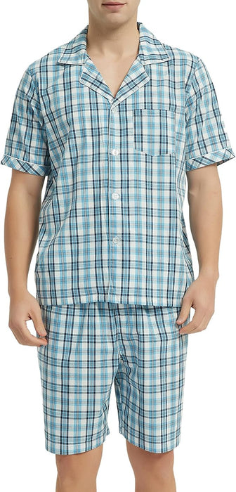 Vulcanodon Conjunto de pijama de algodón para hombre, manga corta