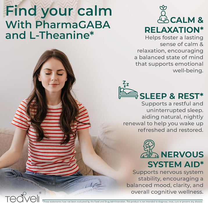 Pharma GABA con suplemento de L teanina - 100 mg PharmaGABA y 200 mg de L-teanina