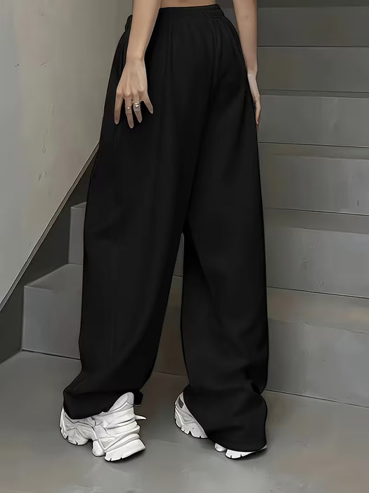 Pantalones largos casuales de estilo americano para mujer, estampado