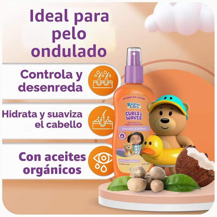 Ricitos de Oro Spray desenredante para niños, manteca de karité, 6.7 onzas