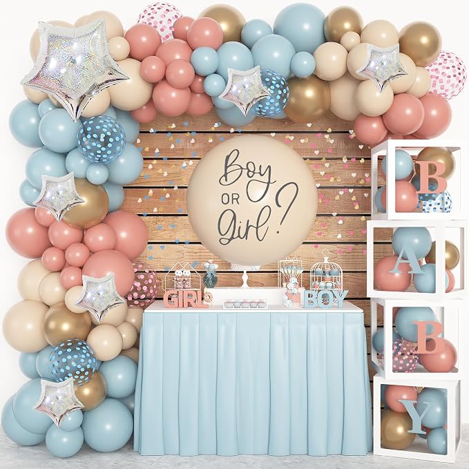 Amandir Kit de 164pcs de globos para revelación de género con letras decorativas