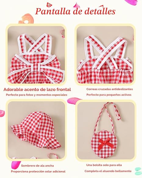 Renotemy Vestido de verano para niña casual, acampanado de 3 piezas