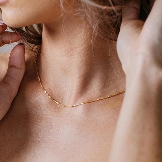 BAYLAY Collar de cadena de color oro para mujer
