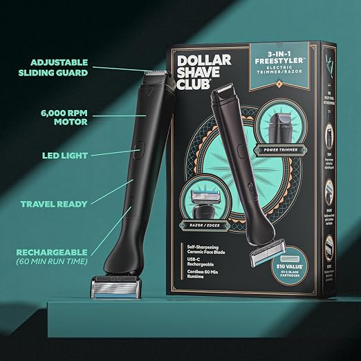 Dollar Shave Club | Freestyler 3 en 1 | Recorta, da forma y afeita con una sola herramienta
