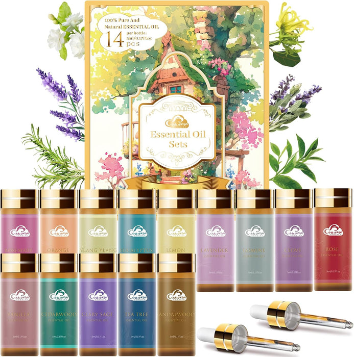 Juego de 14 aceites esenciales de fragancia, aceites de aromaterapia para la piel