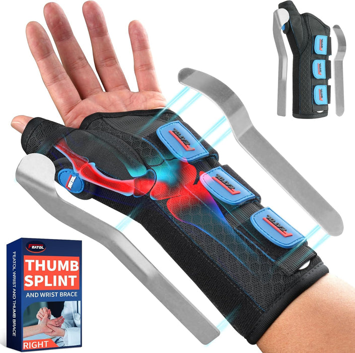 FEATOL Muñequera para túnel carpiano con soporte nocturno, férula en espica para pulgar