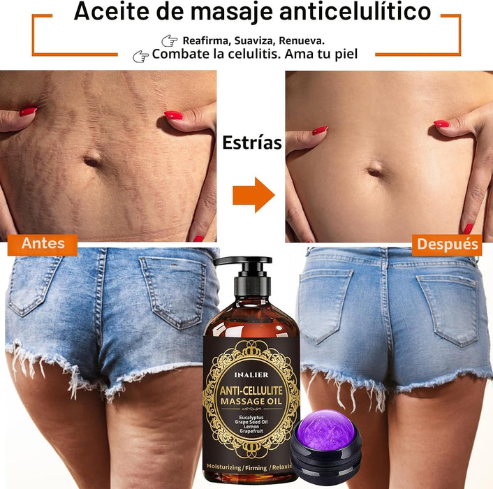Aceite de masaje para terapia de masaje, paquete de 3 aceites de masaje para celuliti