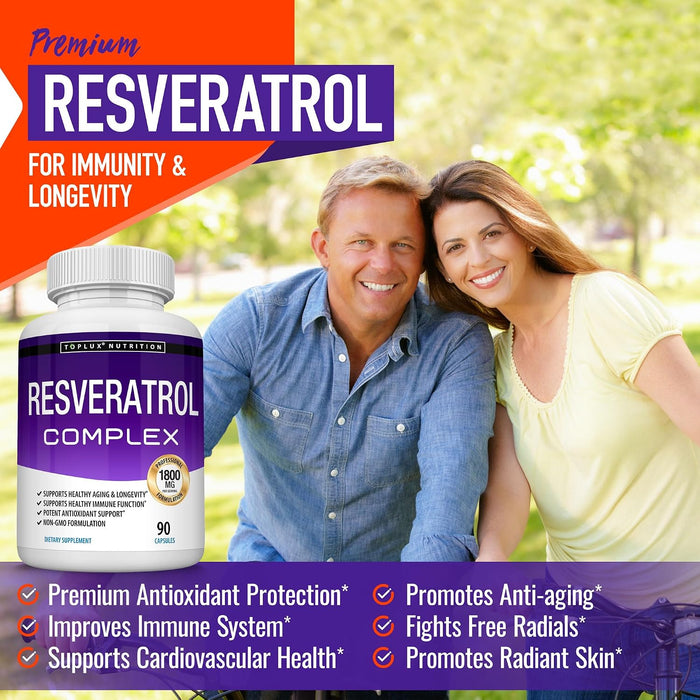 Suplemento de resveratrol 1800 mg Complejo antioxidante