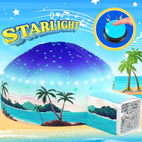 Fuerte inflable W&O Starlit Oasis con luces y sonido - Ventilador no incluido