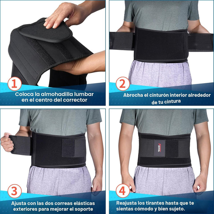 FEATOL Cinturón de apoyo lumbar, soporte para alivio del dolor de espalda, ciática, escoliosis