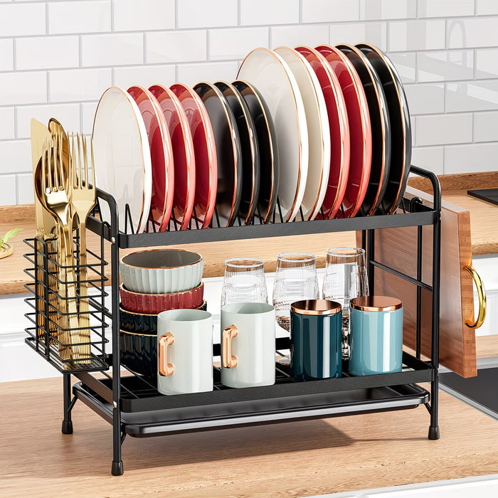 1pc Escurridor de Platos de 2 Niveles para Utensilios de Cocina