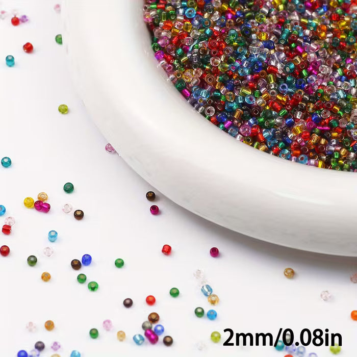 3000 piezas de cuentas de vidrio mini arroz de 2 mm en colores brillantes