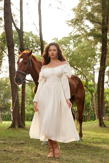 Scarlet Darkness Vestido Renacentista Campesino Medieval para Mujer de Manga Campana