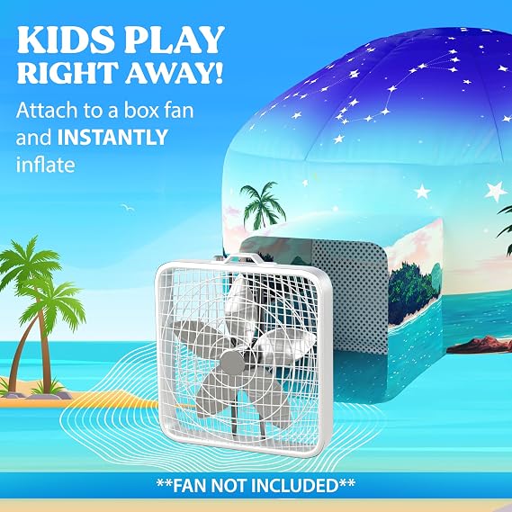 Fuerte inflable W&O Starlit Oasis con luces y sonido - Ventilador no incluido