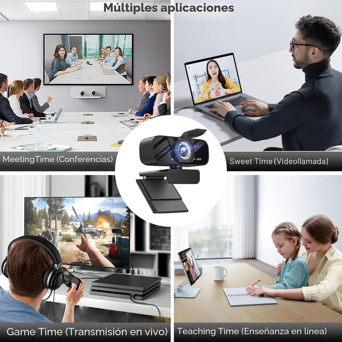 Gohero Cámara web de video Full HD 1080P, cancelación de ruido, cubierta de privacidad