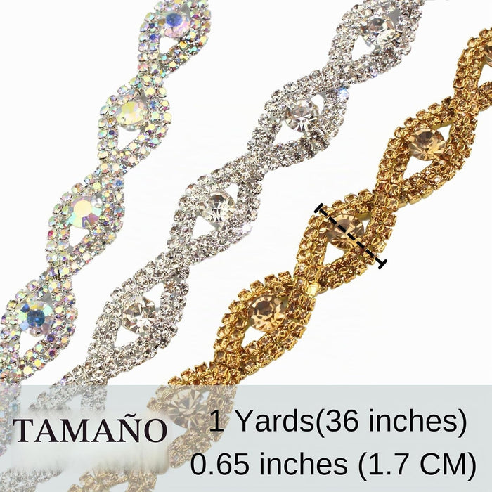 Cadena de Adorno de Diamantes de Imitación de 1 Yarda Dorado