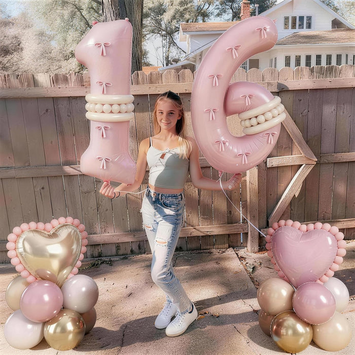 Globo rosa dulce con el número 16, decoraciones de cumpleaños 16, de látex
