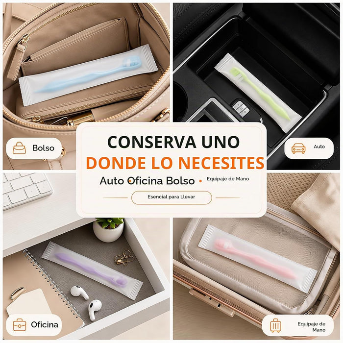Mini cepillos de dientes desechables de viaje con pasta de dientes