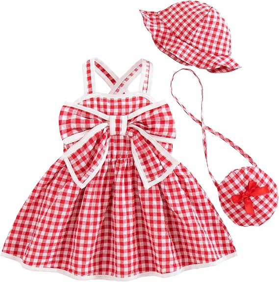 Renotemy Vestido de verano para niña casual, acampanado de 3 piezas