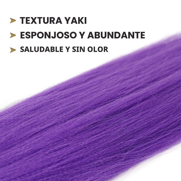 Extensiones de cabello morado de 24 pulgadas de largo para trenzas